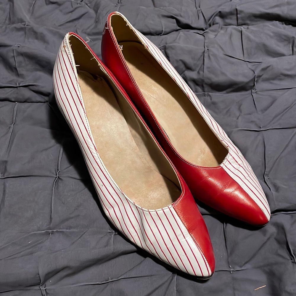 Elastomere 1980s Striped Red Heels
